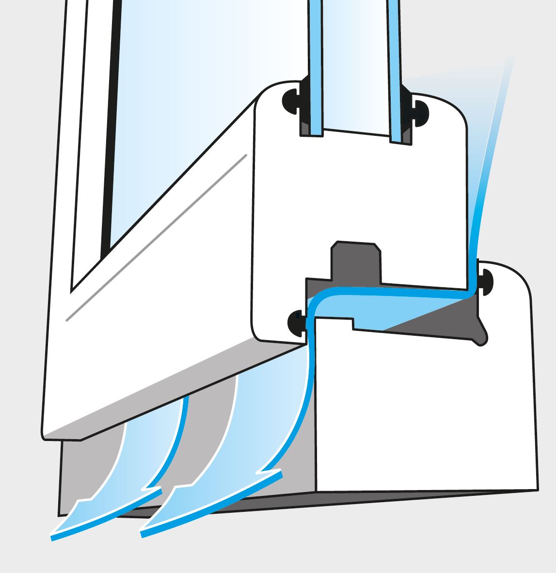 Eine Darstellung des Querschnitts von einer Fensterdichtung.