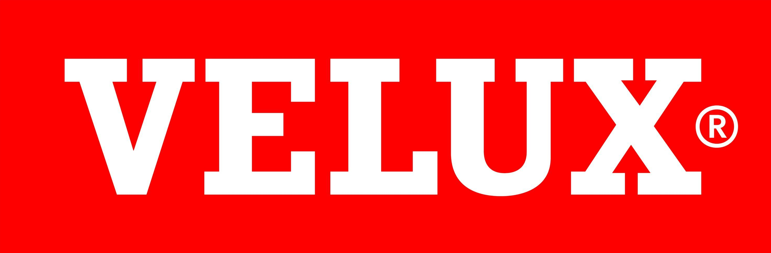 Velux Logo weiß auf rot quer