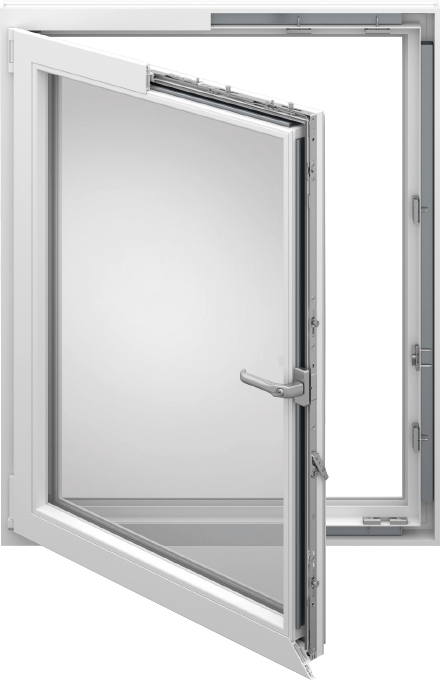 Geöffnetes Fassadenfenster